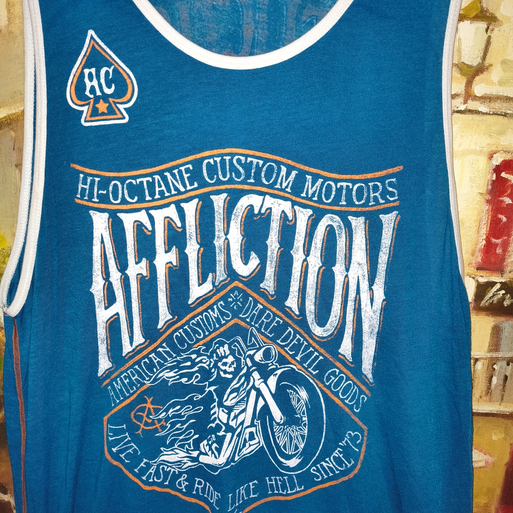 Affliction Blue Graphic Tank Top